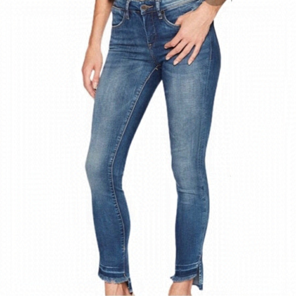 Blank NYC Intro Distressed High Low‎ Raw Hem Denim Jeans Sz 28 - Picture 1 of 11